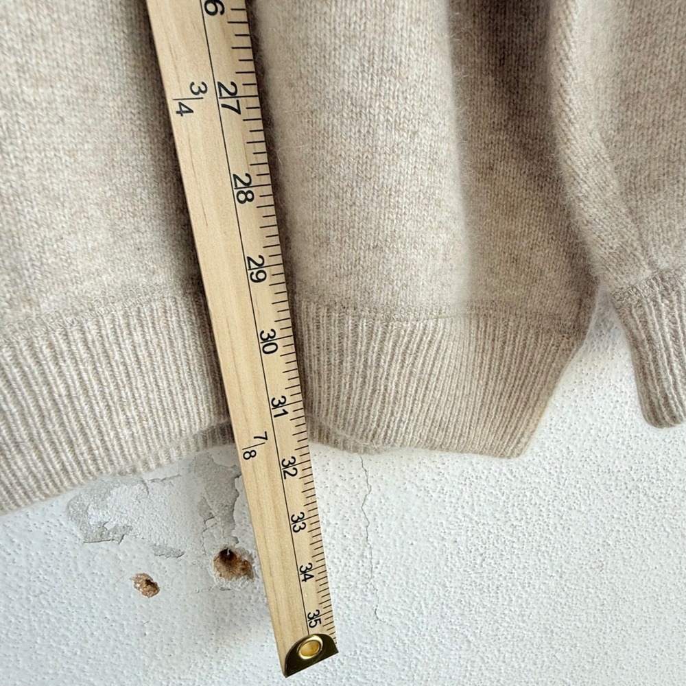 Lands End Cashmere Sweater Oatmeal Beige Crewneck Mens XL Classic Preppy Luxury - Picture 10 of 10